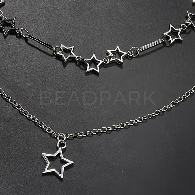 Star Alloy Pendant Double Layer Necklaces for Women FS-WGC0545-01-1