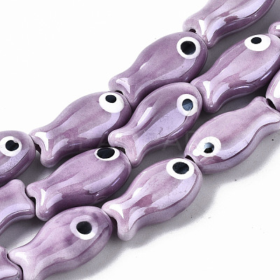 Handmade Porcelain Ceramic Beads Strands PORC-T006-03F-1