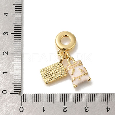 Brass Enamel European Dangle Charms KK-R002-22G-02-1