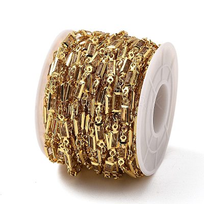 Brass Glass Rectangle Link Chains CHC-R001-01G-02-1