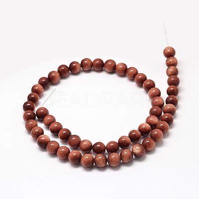 Synthetic Goldstone Round Bead Strands X-G-P075-48-8mm-1