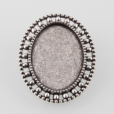 Vintage Alloy Brooch Cabochon Bezel Settings X-PALLOY-O038-33AS-1