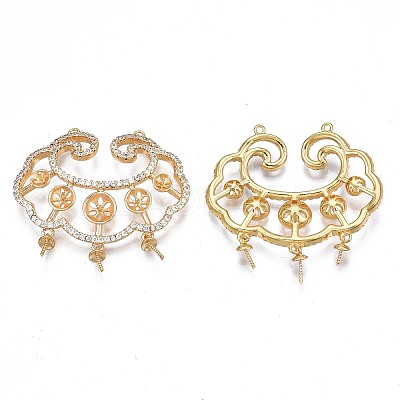 Brass Micro Pave Clear Cubic Zirconia Peg Bails Pendants KK-N232-233-1