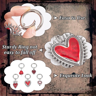 Gothic Heart Alloy Enamel Shoes Charms HJEW-GO00051-1
