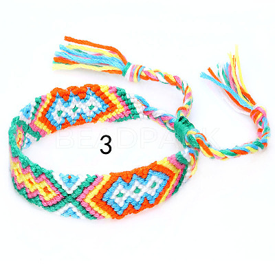 Cotton Braided Rhombus Pattern Cord Bracelet FIND-PW0013-003A-03-1