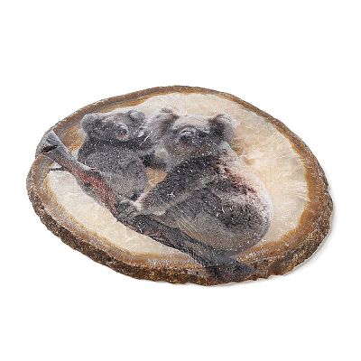 Printed Natural Agate Slice Stone Ornament DJEW-M011-04B-1