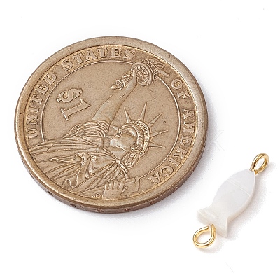 Natural Freshwater Shell Fish Links Connector Charms PALLOY-JF02821-1