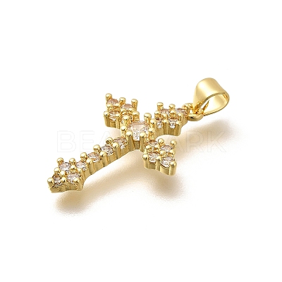 Rack Plating Brass Micro Pave Cubic Zirconia Pendants KK-L226-005G-02-1