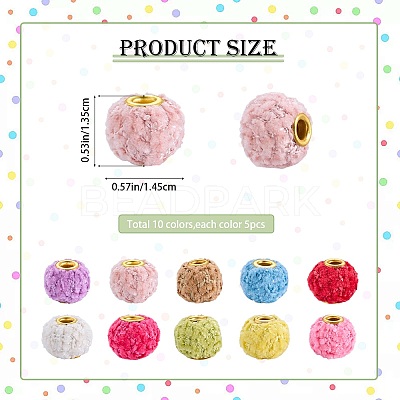 50Pcs 10 Colors Polyester European Beads FIND-SZ0019-29-1