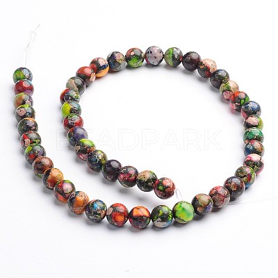 Dyed Natural Imperial Jasper Round Bead Strands G-M274-06-10mm-1