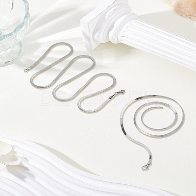 1Pc 3MM Stainless Steel Flat Snake Chain Necklaces NJEW-LP0007-06-1