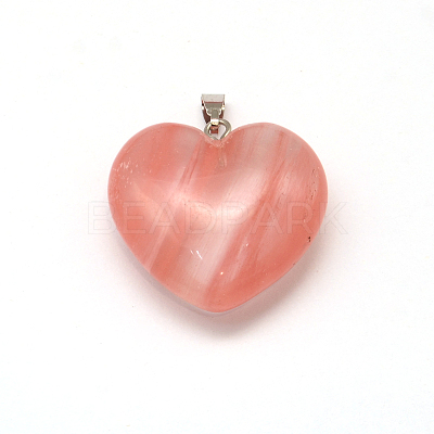 Heart Natural & Synthetic Mixed Stone Pendants G-Q355-M-1