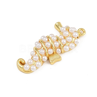 Sea Horse Brass ABS Imitation Pearl Pendants KK-I352-04E-G-1