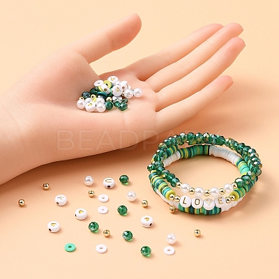 DIY Letter & Imitation Pearl & Heishi Beads Bracelet Making Kit DIY-YW0005-23A-1