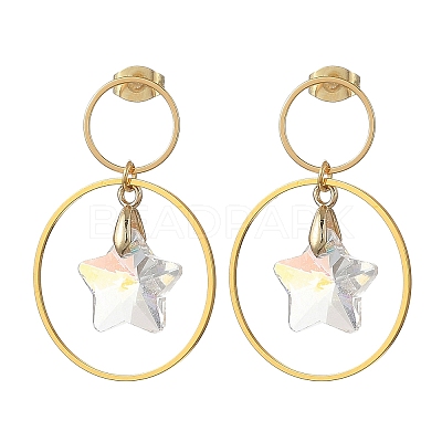 Brass Dangle Stud Earring for Women EJEW-JE07353-1