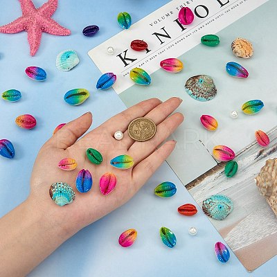 Spray Paint Cowrie Shell Beads DIY-SZ0007-38-1