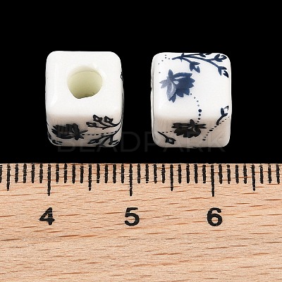 Floral Printed Porcelain Beads X-PORC-Q161-6-1