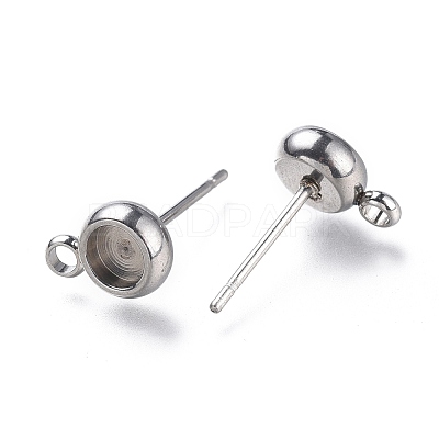 Non-Tarnish 304 Stainless Steel Stud Earring Settings STAS-I161-01A-P-1