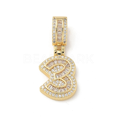Brass Clear Cubic Zirconia European Dangle Charms KK-R003-01G-03-1