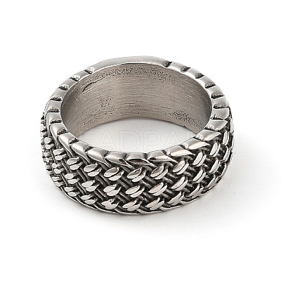 Steampunk Style 304 Stainless Steel Wide Band Rings RJEW-R316-01AS-B-1