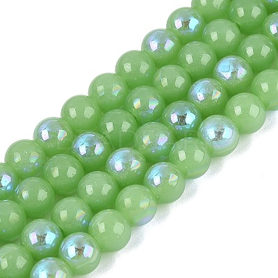 Electroplate Imitation Jade Glass Beads Strands EGLA-Q132-6MM-01B-08-1