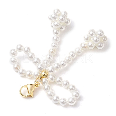 Bowknot Shell Pearl Beaded Pendant Decoration HJEW-TA00297-1