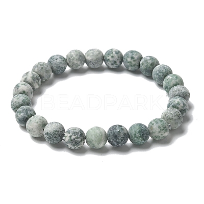 Natural Green Spot Jasper Bead Stretch Bracelets X-BJEW-K212-B-017-1