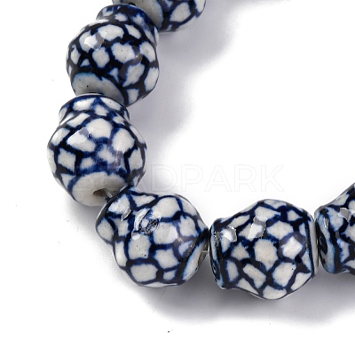 Handmade Blue and White Porcelain Beads Strands PORC-I027-13A-1