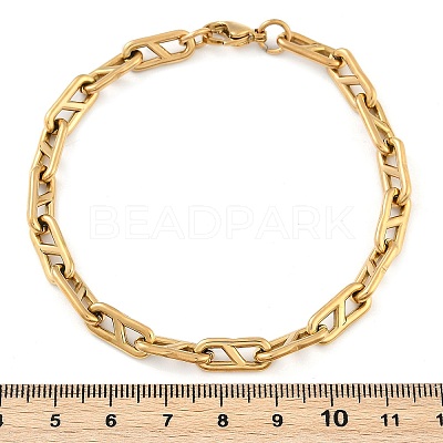 304 Stainless Steel Oval Link  Chain Bracelets for Women Men BJEW-F488-49A-G-1