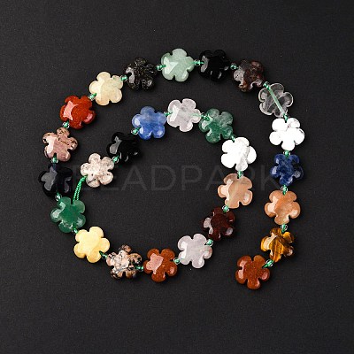 Mixed Natural Gemstone Flower Beads Strands G-L241B-07-1