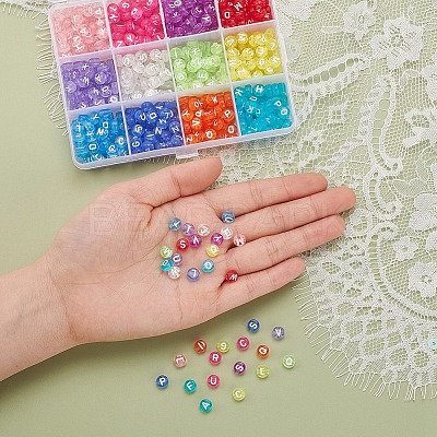 600Pcs 12 Colors Transparent Acrylic Beads TACR-YW0001-34-1