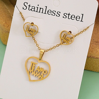 Stainless Steel Pendant Necklaces & Stud Earrings Sets FS-WG1A0DB-06-1
