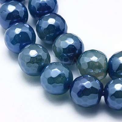 Electroplated Natural Agate Beads Strands G-O164-14-8mm-1