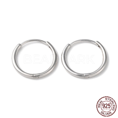 Anti-Tarnish Rhodium Plated 925 Sterling Silver Huggie Hoop Earrings STER-D016-03D-P-1