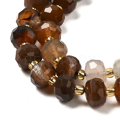 Natural Coffee Stripe Agate/Banded Agate Beads Strands G-P508-A02-01-1
