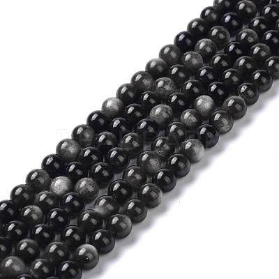 Natural Silver Obsidian Beads Strands G-D083-01D-1