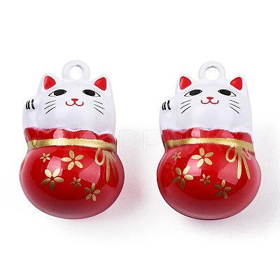 Baking Paint Brass Bell Pendants KKB-S002-010C-1