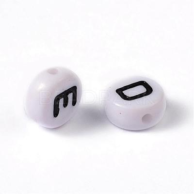 Mixed Letters White Acrylic Horizontal Hole Letter Beads X-PL37C9070-1