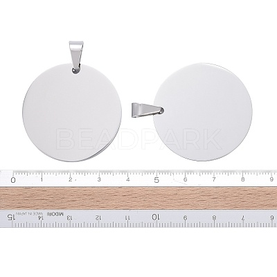 Tarnish Resistant DIY Materials 201 Stainless Steel Flat Round Hand Stamping Blank Tag Pendants STAS-O044-125-1