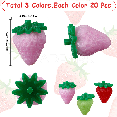 60Pcs 3 Styles PVC Strawberry Display Decorations DJEW-SC0001-31A-1