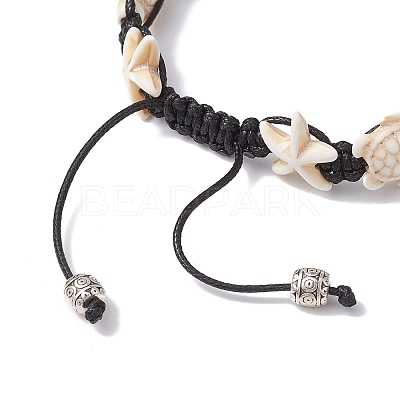 Synthetic Turquoise Starfish & Turtle Braided Bead Bracelet BJEW-TA00388-02-1