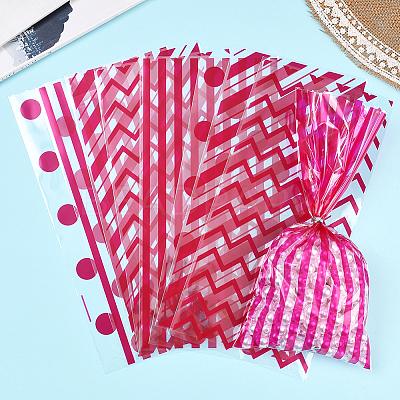 100Pcs 4 Styles Rectangle Plastic Candy Bags ABAG-WH20013-19E-1