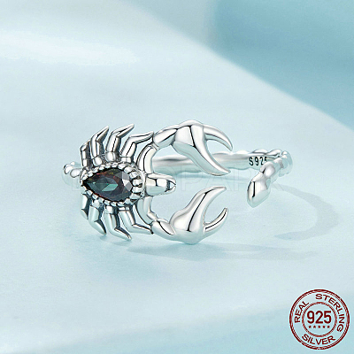 Scorpion 925 Sterling Silver Pave Cubic Zirconia Cuff Rings for Women FS-WG08321-01-1