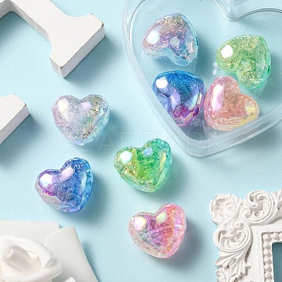 8Pcs 4 Colors Transparent Crackle Acrylic Beads OACR-YW0001-33-1