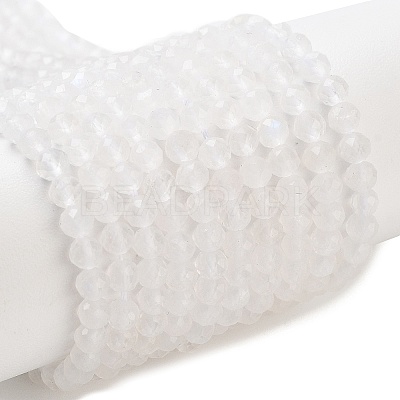 Faceted Round Natural Rainbow Moonstone Bead Strands G-F289-05-1
