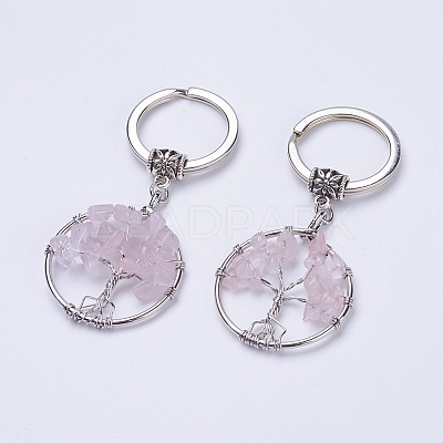Natural Rose Quartz Keychain KEYC-E023-03E-1