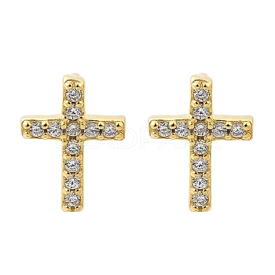 925 Sterling Silver Clear Cubic Zirconia Stud Earrings EJEW-Q030-04G-1