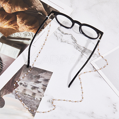 3Pcs 3 Color Plastic Round Beaded Eyeglasses Chains AJEW-GL0001-64-1