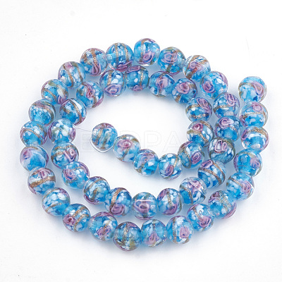 Handmade Gold Sand Lampwork Beads LAMP-T006-10E-1