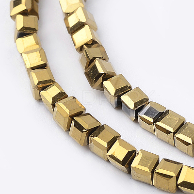 Electroplate Crystal Glass Faceted Cube Beads Strands EGLA-F013-A02-1